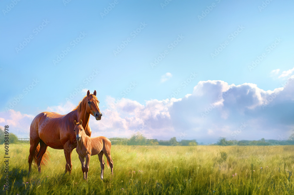 Obraz premium Horse background created with Generative AI technology