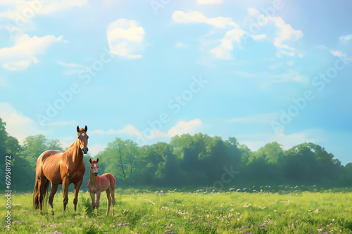 Horse background created with Generative AI technology © Laughing Cat
