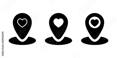 Love pin location icon vector. Favorite place symbol