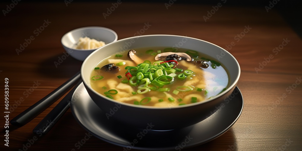 AI Generated. AI Generative. Japanese asian tradition restaurant cousine dinner miso soup. Graphic Art