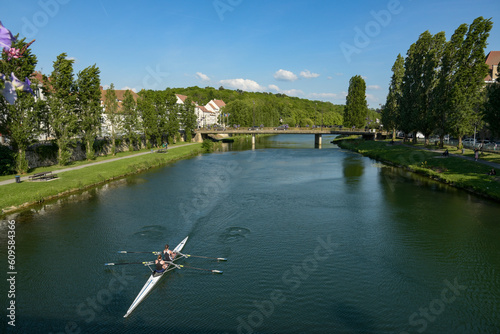 nice view of the seine river from the town of Melun photo