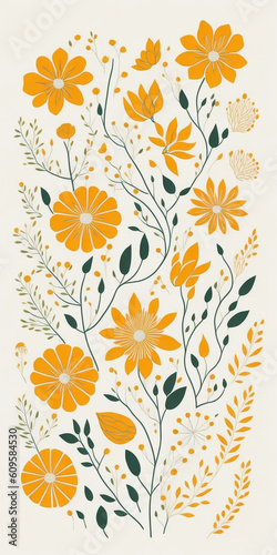 Spring yellow flowers. AI generated illustration