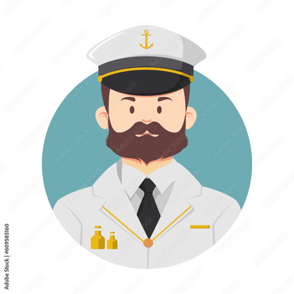 Cute cartoon vector illustration of a skipper or sailor, suitable for international day of the seafarer celebration
