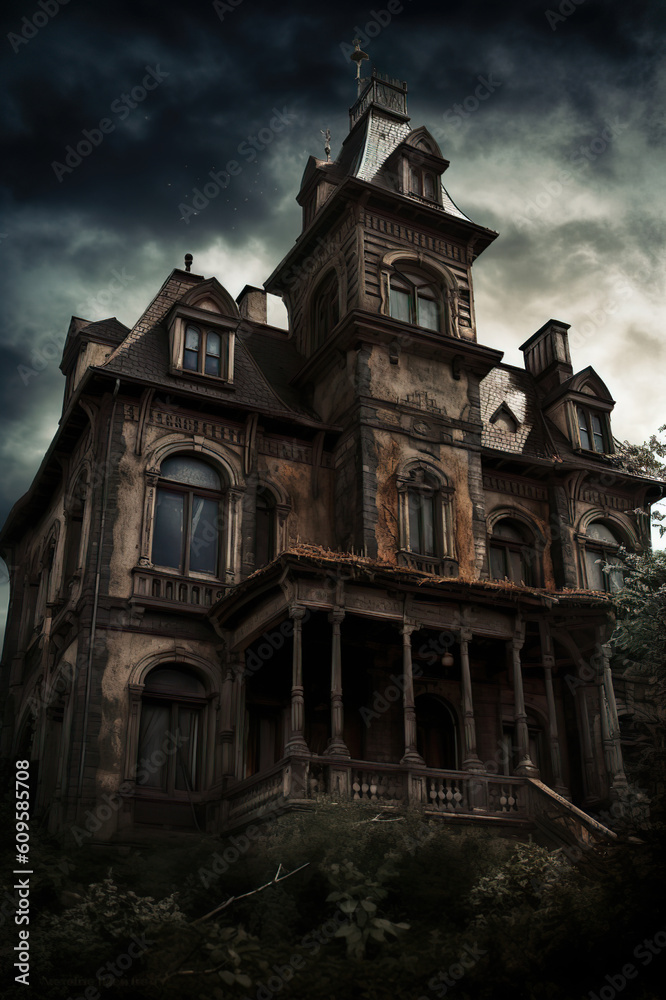 Weathered Abandonment: Old House in a Stormy Setting Weathered Abandonment: Old House in a Stormy Setting