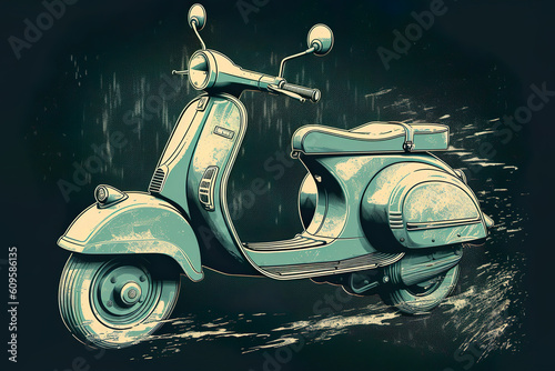 Stylized Illustration of Teal Blue   on Dark Background