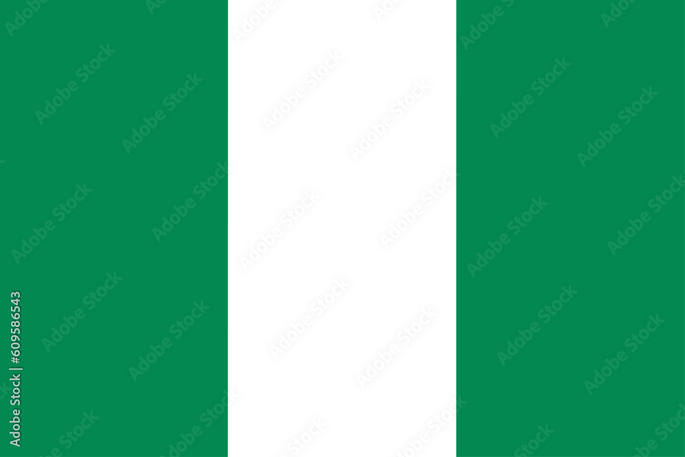 Nigerian flag. Flag of Nigeria in design shape Nigerian flag. Flag of Nigeria in design shape