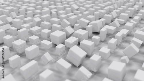 Many white blocks geometrical graphics - cg concept - abstract 3D rendering