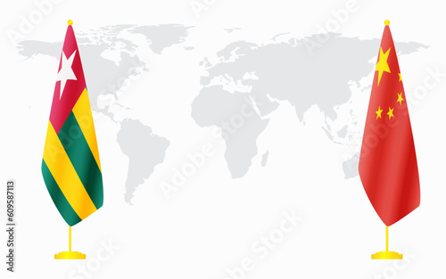 China and Togo flags for official meeting