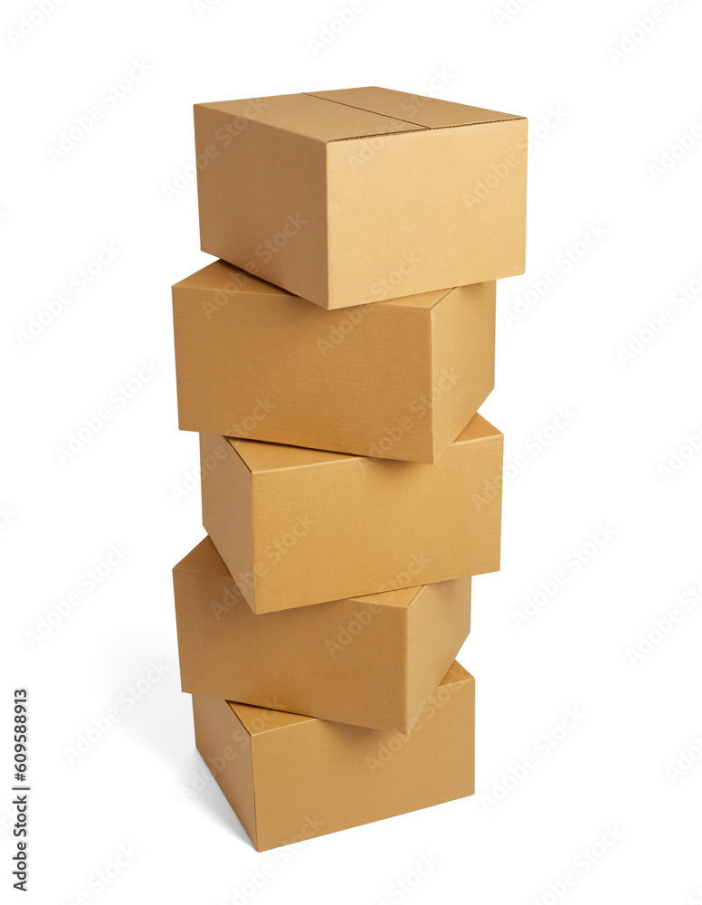 Obraz premium box package delivery cardboard carton packaging isolated shipping gift container brown send transport moving house relocation