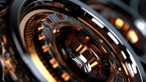 Gear metal wheels, part of machine, production, close-up © HelgaQ