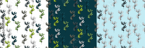 Tree vector seamless half-drop pattern, with leaves © eLifeS