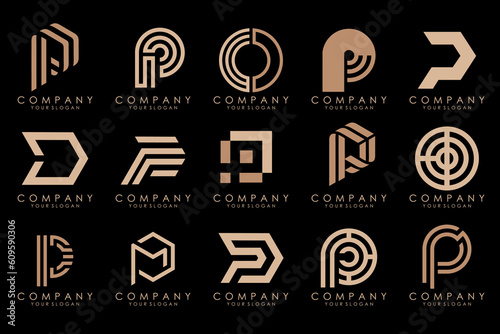 Set of letters P logo design. modern creative monogram icon design inspiration.