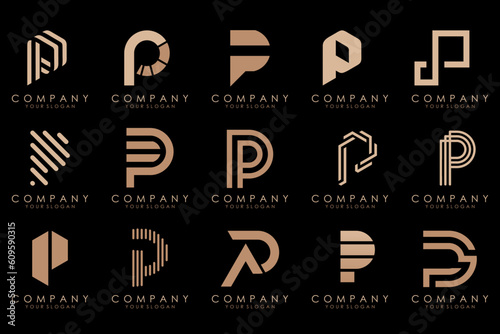 Set of letters P logo design. modern creative monogram icon design inspiration.