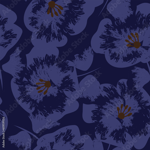 Blue Abstract Floral Seamless Pattern Design