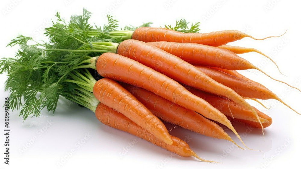 Bunch of carrots isolated on white background