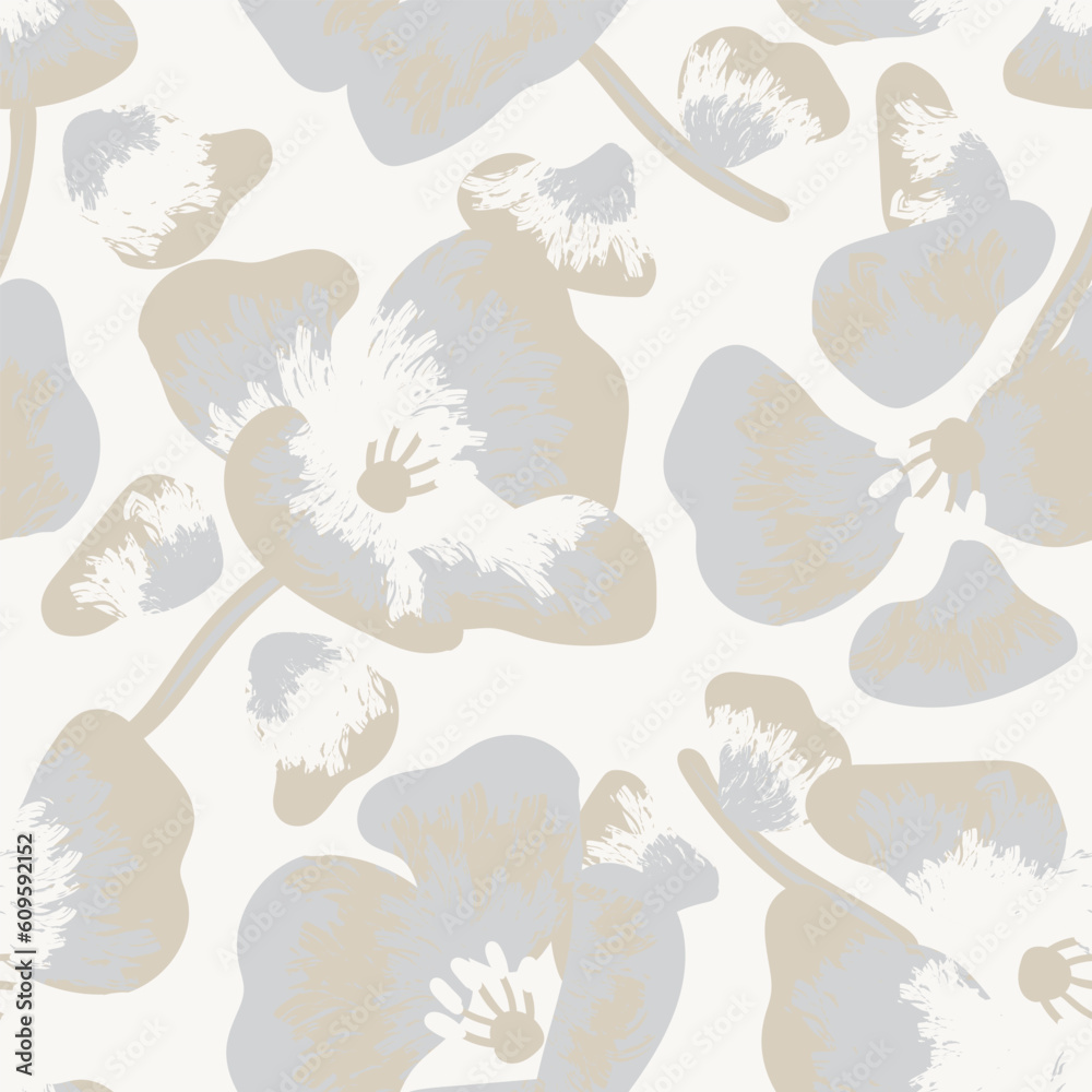 Neutral Colour Abstract Floral Seamless Pattern Design Neutral Colour Abstract Floral Seamless Pattern Design