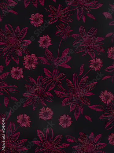 Papercut flowers on dark garden background.