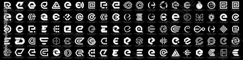 mega collection letters E logo design inspiration. minimalist abstract letter logos with white color