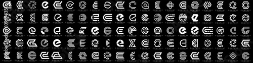 mega collection letters E logo design inspiration. minimalist abstract letter logos with white color