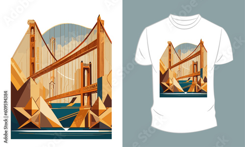 Vector graphic t-shirt design, with San Francisco