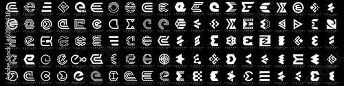 mega collection letters E logo design inspiration. minimalist abstract letter logos with white color