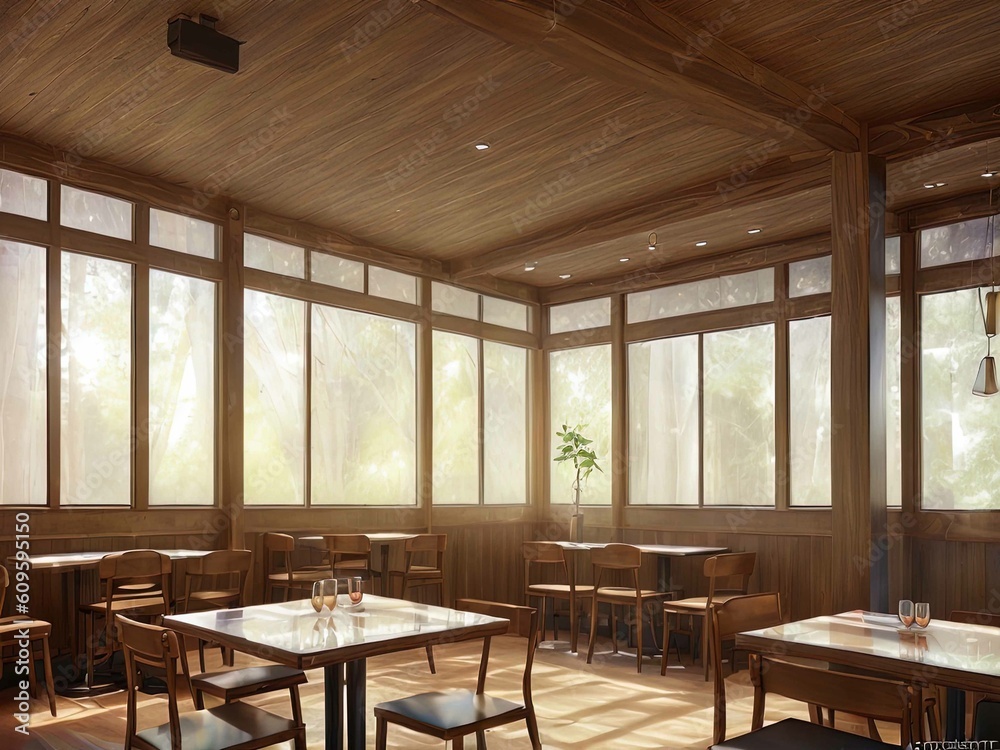 restaurant cafe interior with Generative AI.