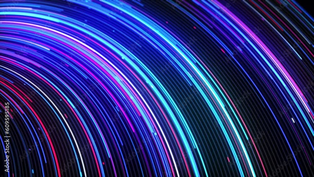 Abstract neon blue theme light streaks loop bend motion background, cyberpunk technology motion background, cybercity wire lines loop