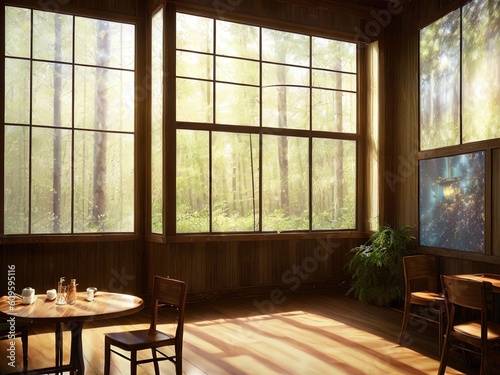 restaurant cafe interior with Generative AI.