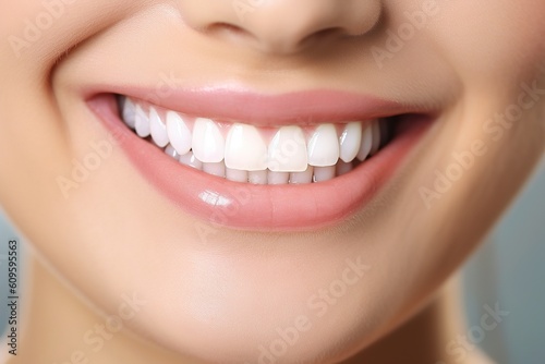 woman teeth before and after whitening. Over white background. Generative AI.
