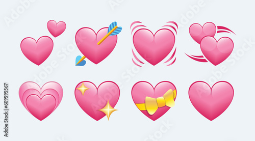 Collection of heart vector emoji. Love emoji, love icon, whatsapp emoji
