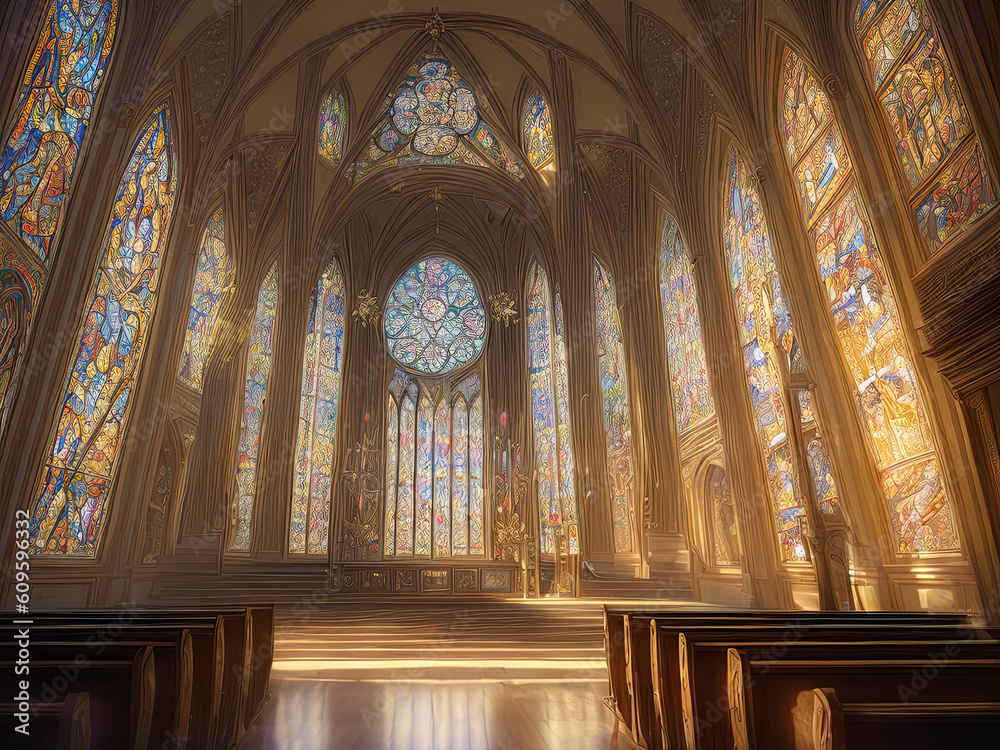 Majestic royal palace hall or luxurious holy church interior with Generative AI.