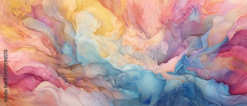 Abstract alcohol ink background, luxury and creative paint with beautiful and dreamy color, unique colored marble art with oil painting, wide graphic design for print and business  - Generative Ai © Filip