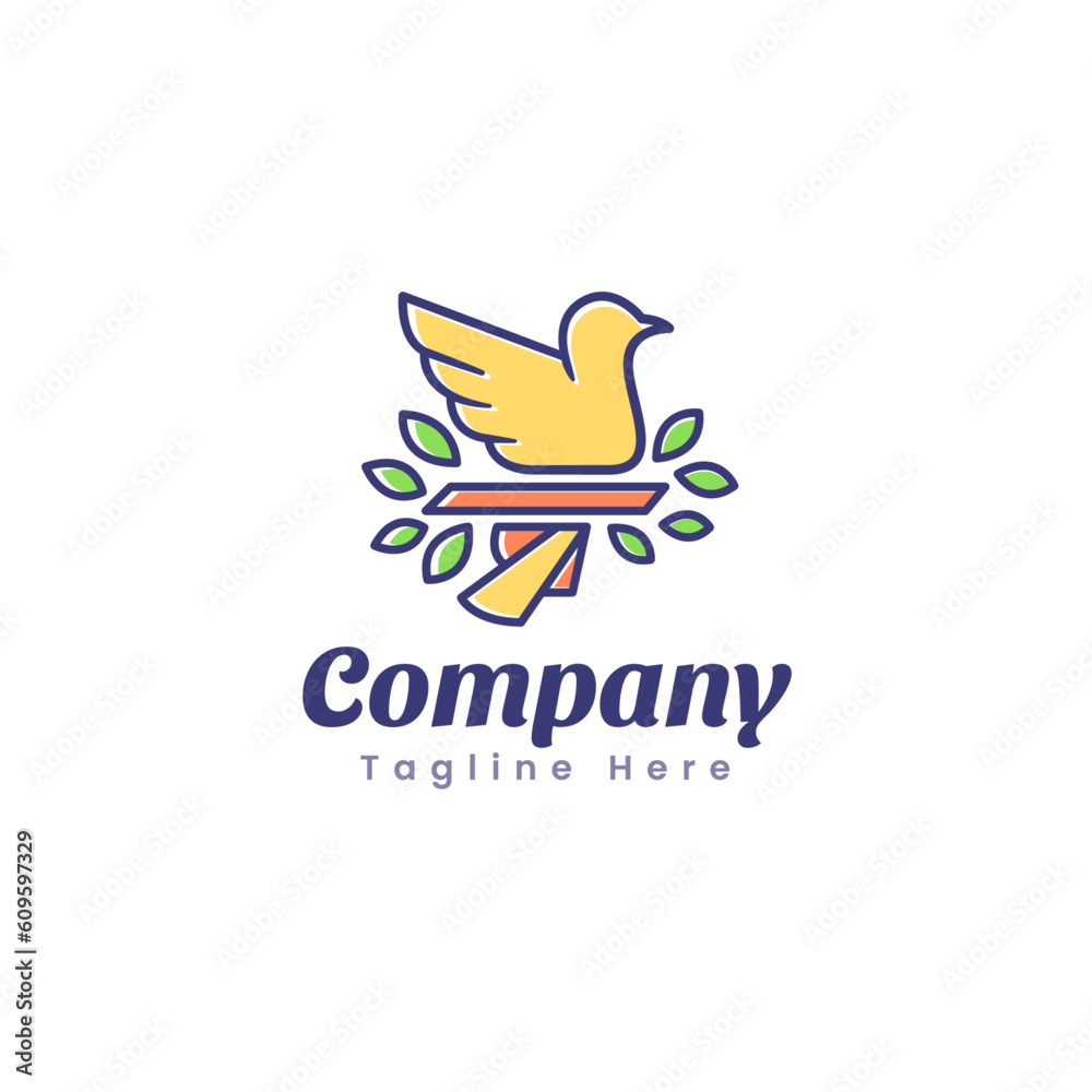 Fototapeta premium Bird Line Color Logo Template Vector Design ,Modern and Creative Concept Suitable for Your Business