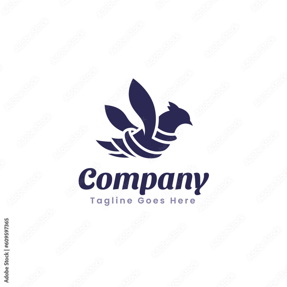 Bird Solid Flat Logo Template Vector Design ,Modern and Creative Concept Suitable for Your Business