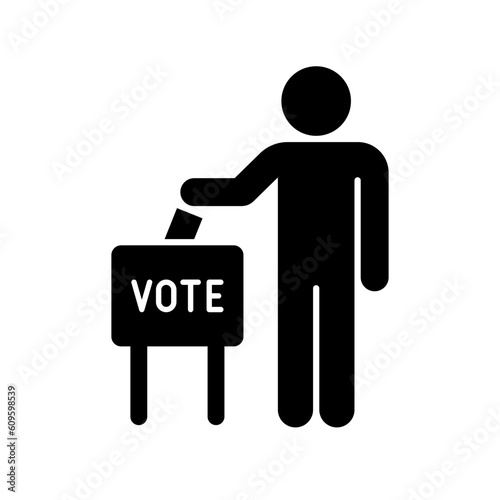 Man voting ballot box icon, Election vote concept, Simple line design for web site, logo, app, UI, Vector illustration