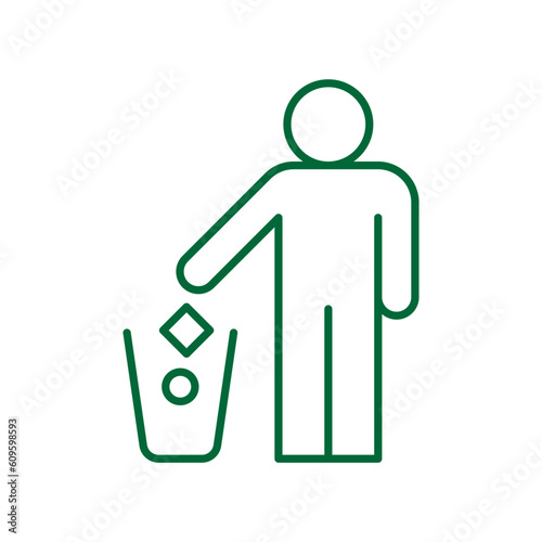 Garbage disposal, Do not litter sign, Keep clean, Prohibition icon sticker for area places, Isolated on white background, Flat design vector illustration