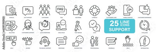Support thin line icons. Editable stroke. For website marketing design, logo, app, template, ui, etc. Vector illustration.