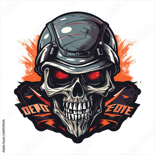 Skull emblem vector logo. Agressive rider human skull