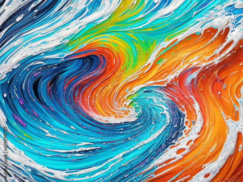 Fluid Waves draving background. AI generated illustration photo