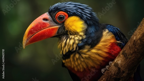 close up portrait of a Toucan Barbet in nature