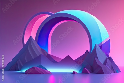 Abstract Purple Neon Glow Background Generative AI