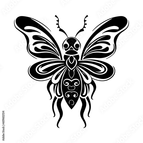 Embrace the unique and mesmerizing world of insects with this hand drawn tribal tattoo illustration. Delicate yet powerful, it captures the essence of transformation and resilience. Generative AI