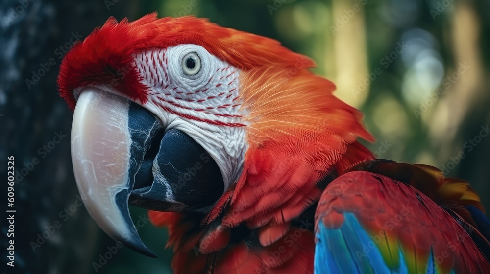 Scarlet Macaw close up portrait