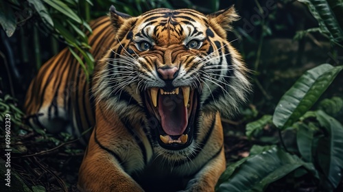 roaring tiger in the jungle