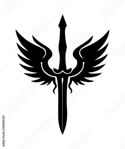 Intricate and captivating hand drawn logo design illustration of a dagger sword, symbolizing power, strength, and precision Generative AI