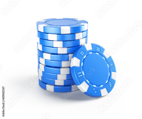 Stack of poker casino chips isolated on white. Gamble, gaming, casino, poker concept