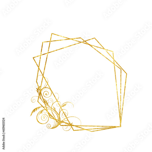 Gold frame isolated on a white background. Holiday cards. Wedding invitations.