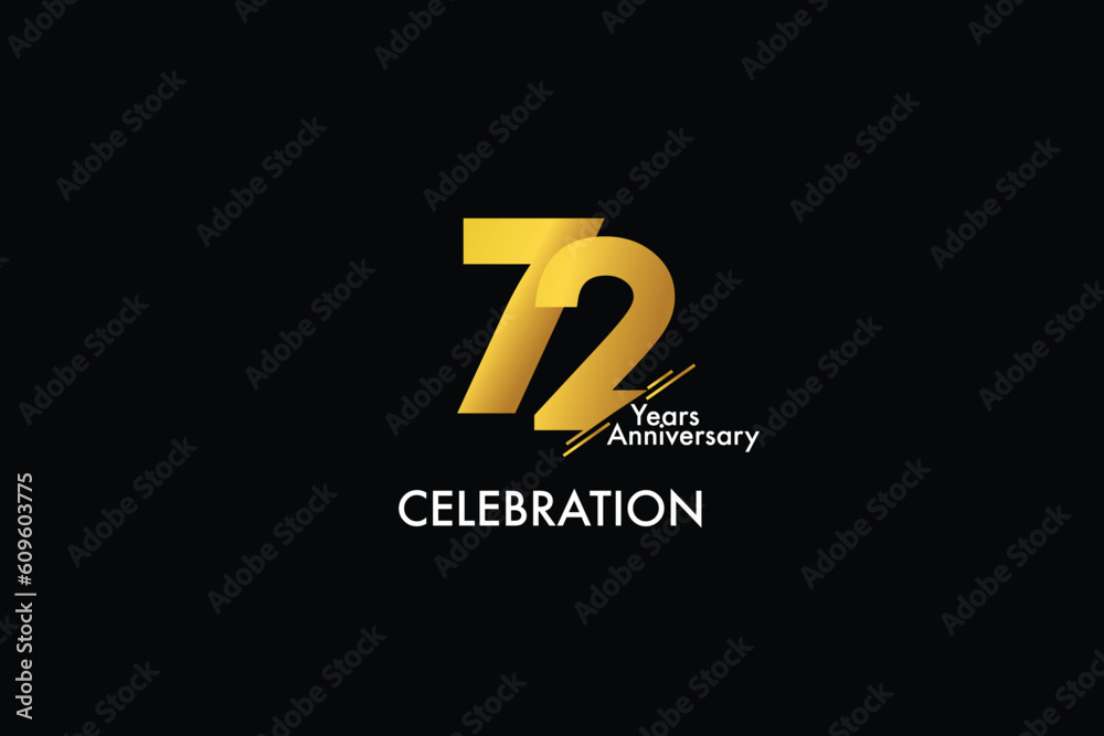 72th, 72 years, 72 year anniversary gold color on black background abstract style logotype. anniversary with gold color isolated on black background, vector design for celebration vector 72th, 72 years, 72 year anniversary gold color on black background abstract style logotype. anniversary with gold color isolated on black background, vector design for celebration vector