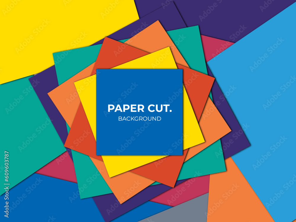 abstract rectangle papercut colorful design background with overlap layer, 3D rectangle papercut background multicolor. presentation tempalte with text space