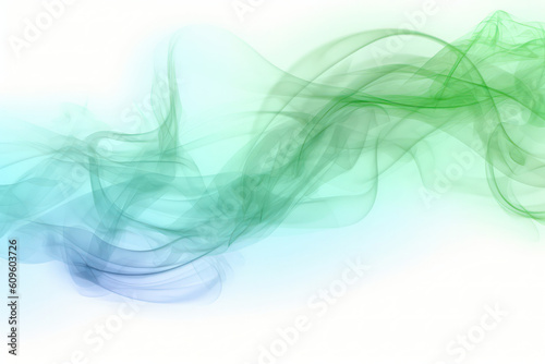 Schöner abstrakter 3D Hintergrund, grüner und blauer Rauch, Regenbogenfarben, bunte Partikel, schwarzer Hintergrund